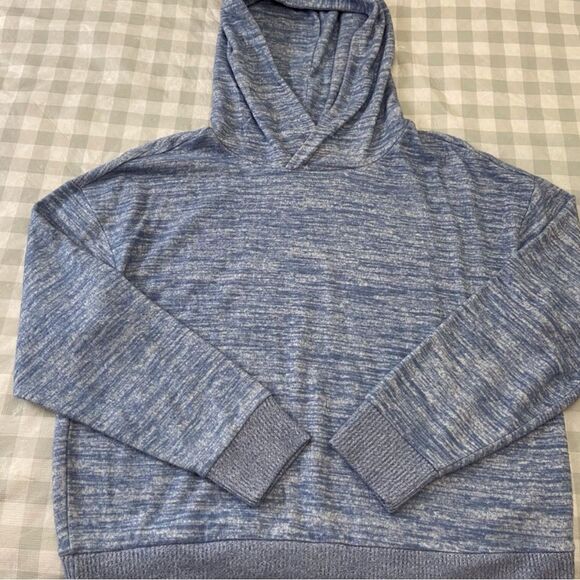 Gap Cornflower Blue Oversized Knit Hoodie Sweater Size M Casual Cozy - Picture 5 of 12